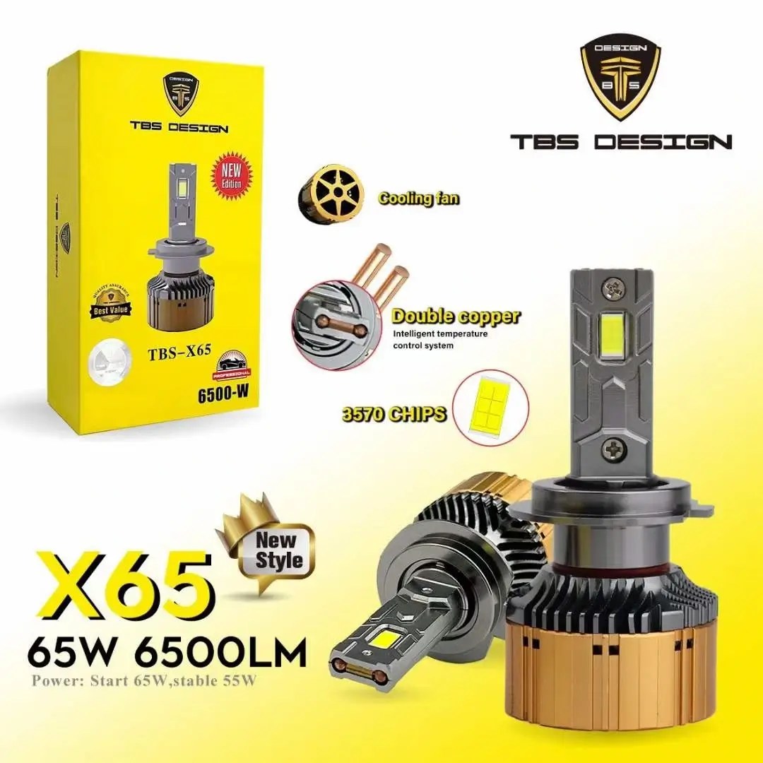 TBS DESIGN X65 2 Pieces H7 130W LED Headlight Bulb Assembly 13000 Lumens Xtreme Bright With Color Temperature 6500K