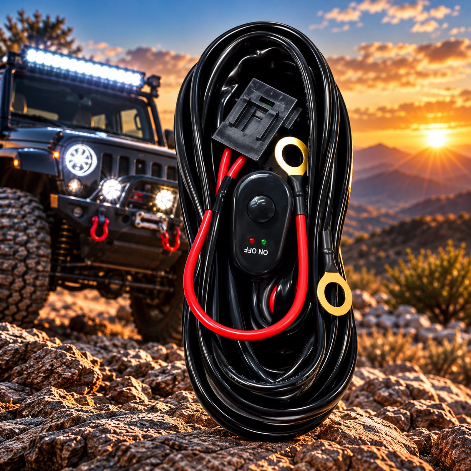 Toby's LED Bar DT Cable-14 2 Switch 12V Light Bar Strobe Wiring Harness Cable Kit, 40A Relay