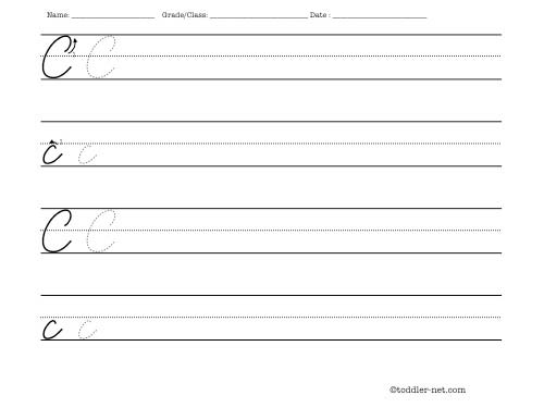 cursive letter c worksheet