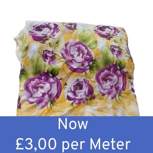 Fabric Cotton Yellow/Pink Flower 3£ per Meter