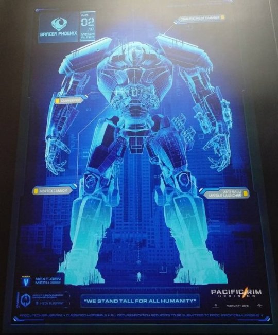 This blueprint for the bulky Bracer Phoenix Mark V Jaeger was on display at Japan Expo 2017.
