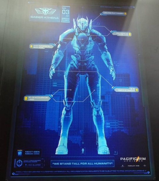 This blueprint of the sleek Saber Athena Mark VI Jaeger was on display at Japan Expo 2017.
