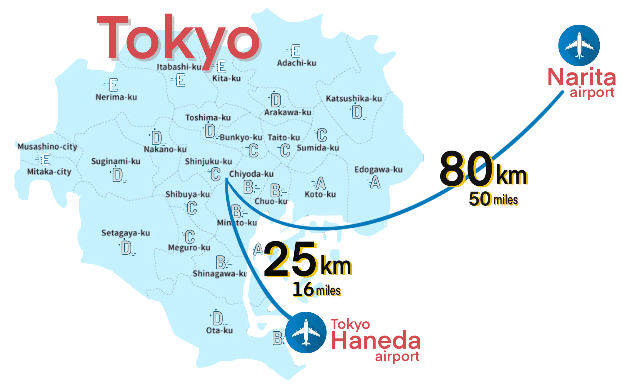 Fixed Price TOKYO AIRPORT TAXI LIMO TRANSFER Map 2048x1231 