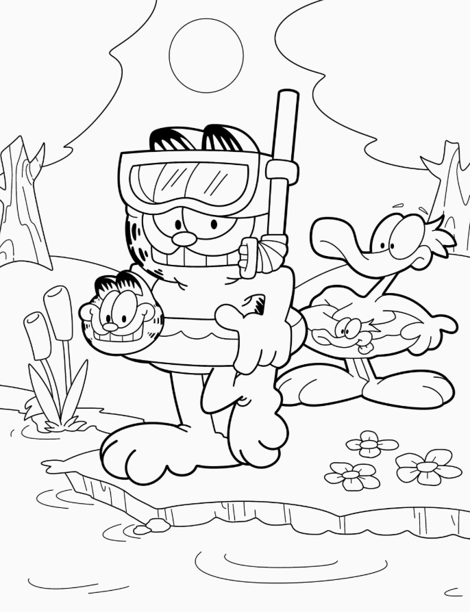 Trang tô màu con mèo Garfield (PDF miễn phí có thể in)
