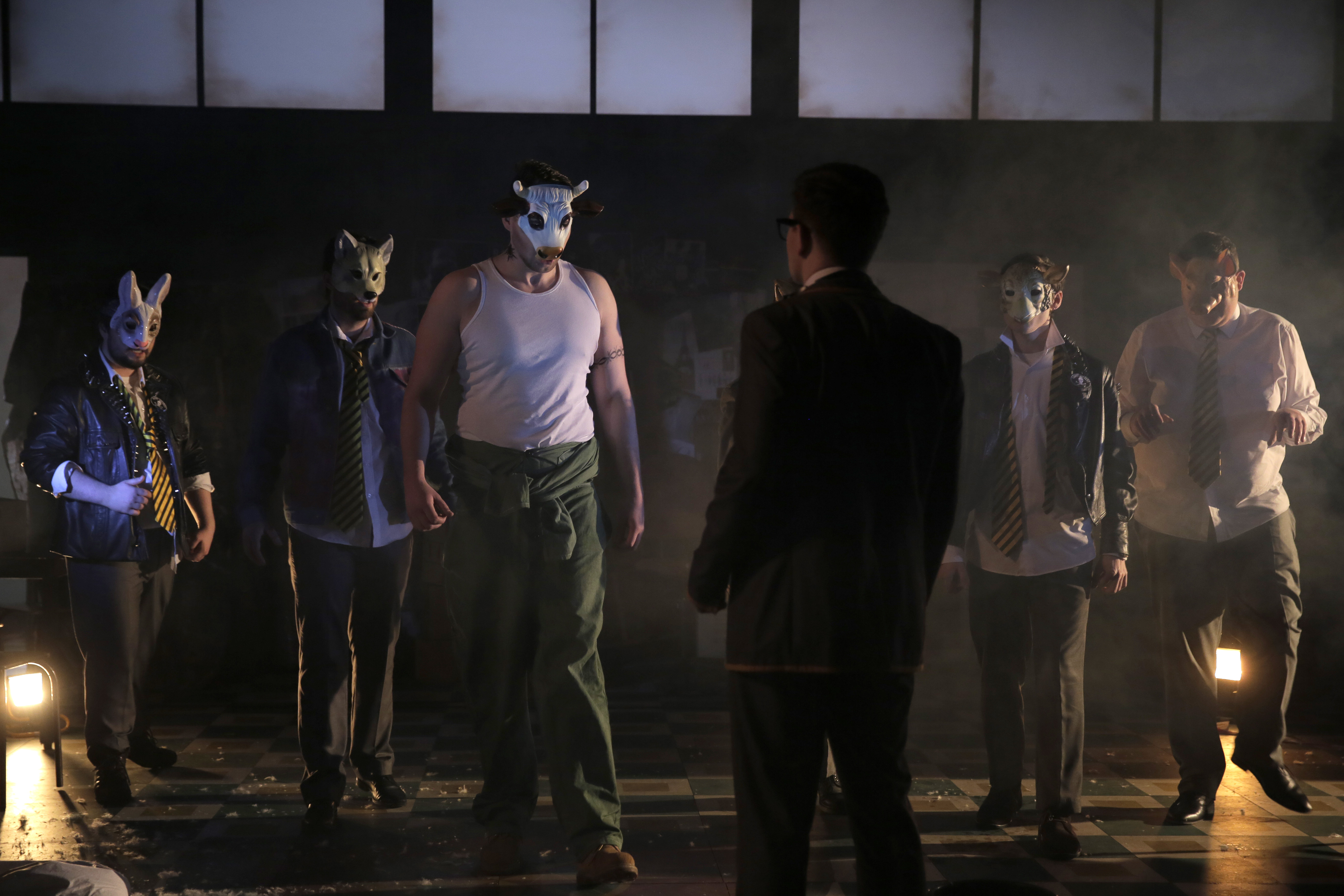 Robert McAllister (Sarastro), Andrew Gavin (Tamino) and Ensemble in Die Zauberflöte (The Magic Flute). Photo by Colm Hogan.