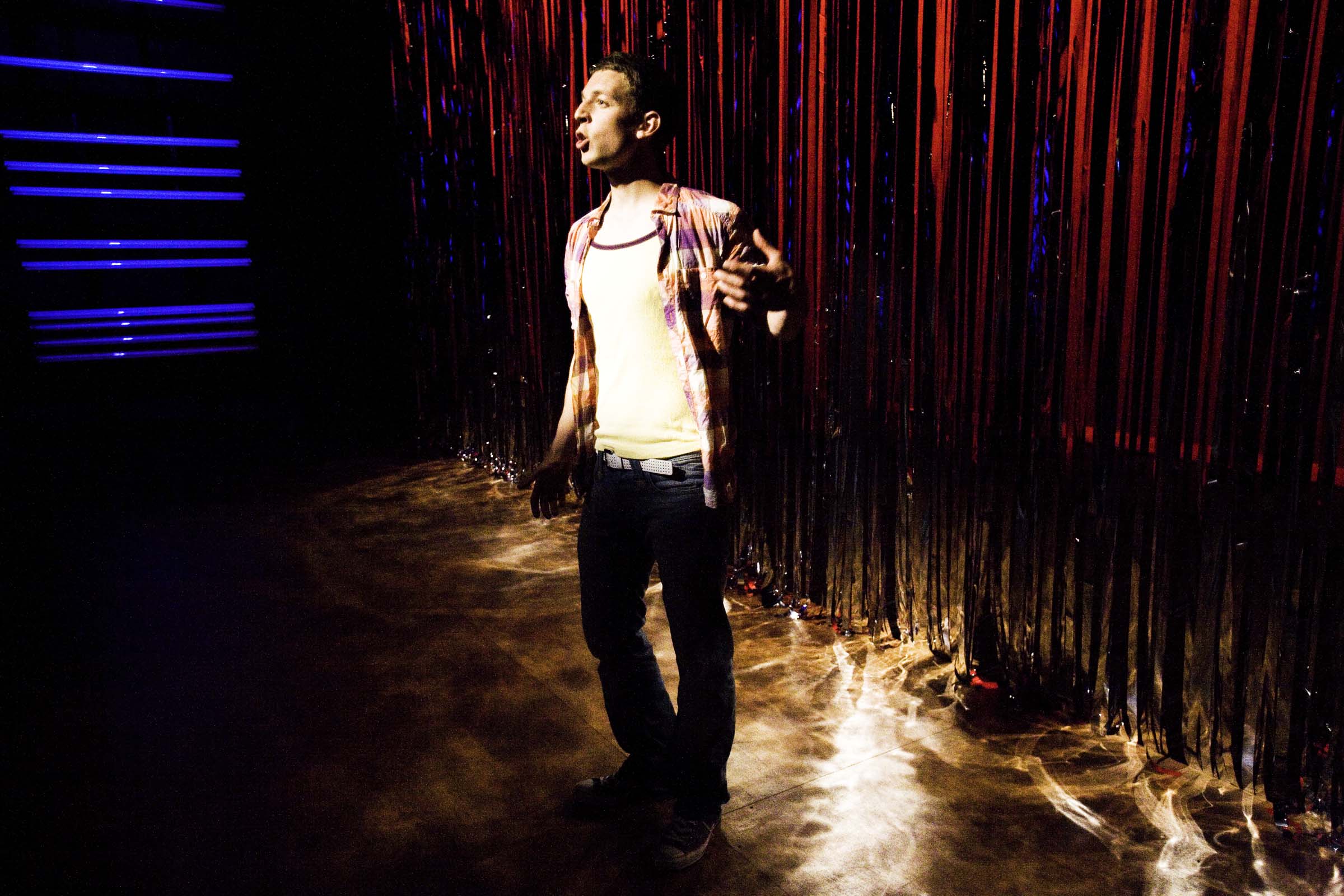 Dylan Kennedy (Seán) in All Over Town. Photo by Fiona Morgan