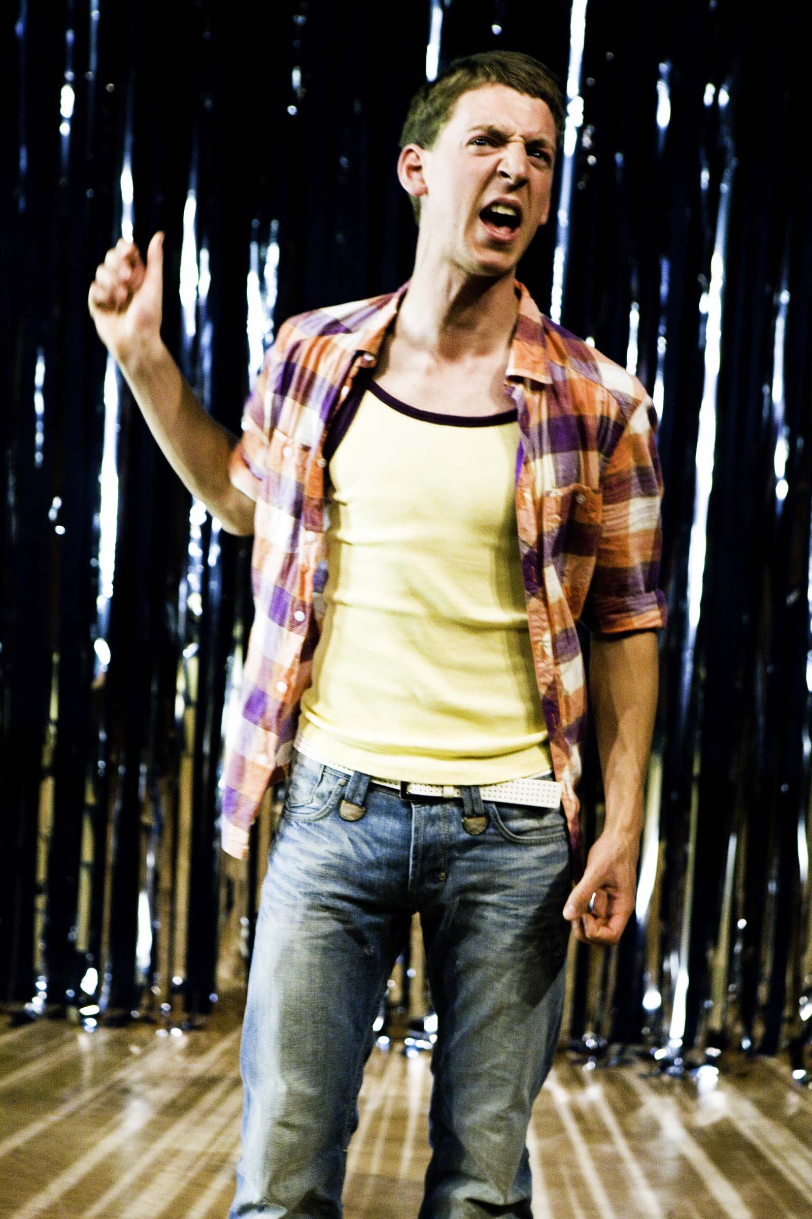 Dylan Kennedy (Seán) in All Over Town. Photo by Fiona Morgan