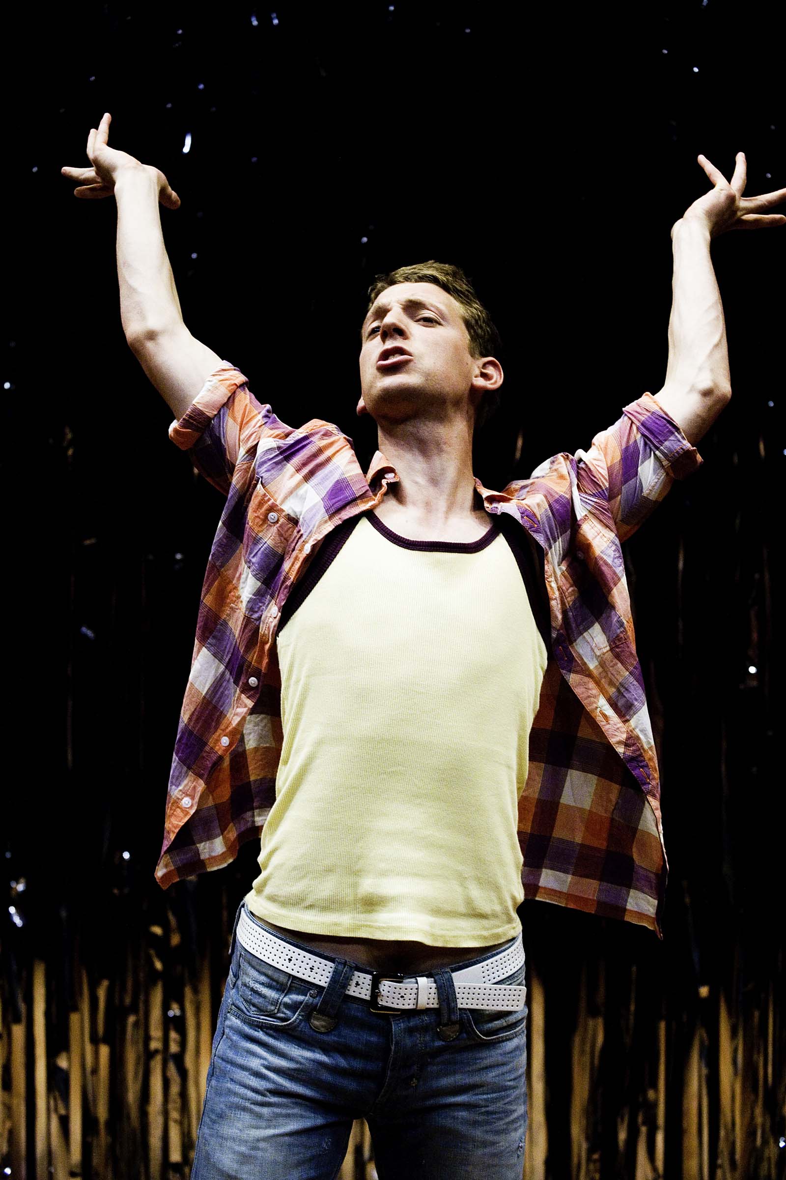 Dylan Kennedy (Seán) in All Over Town. Photo by Fiona Morgan