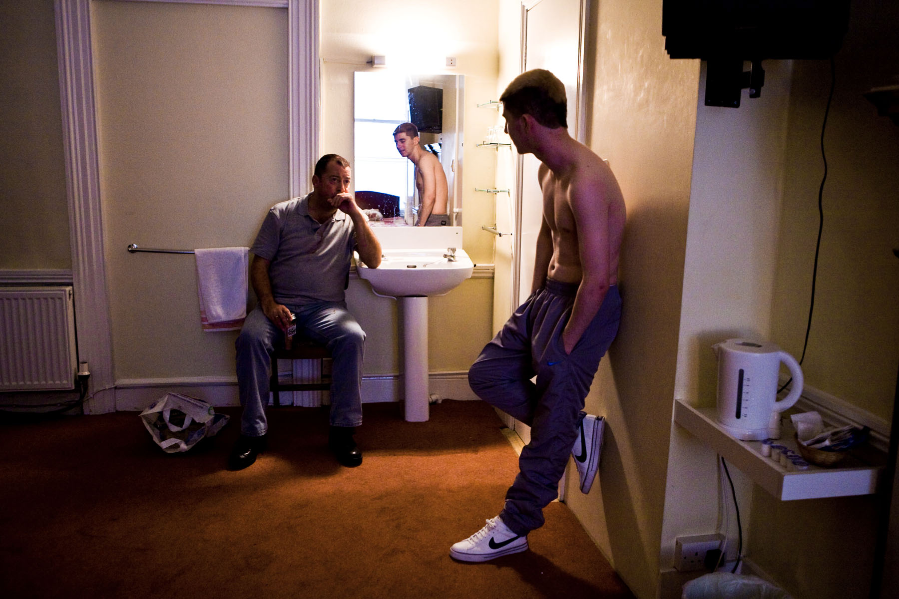 Philip Judge (Older Man) and Ciarán McCabe (Younger Man) in Trade. Photo by Fiona Morgan.