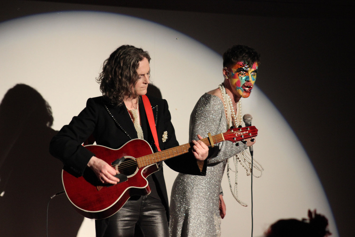 Lady K (Kiera Gannon) and Stephen Quinn (Stefan Fae) in Overfired. Photo by Carla Rogers.