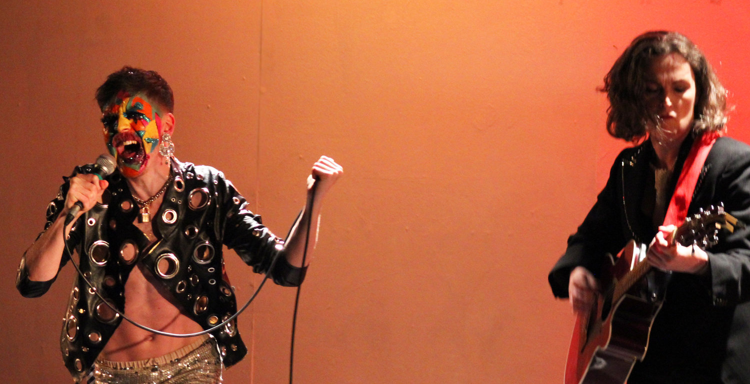 Stephen Quinn (Stefan Fae) and Kiera Gannon (Lady K) in Overfired. Photo by Carla Rogers.