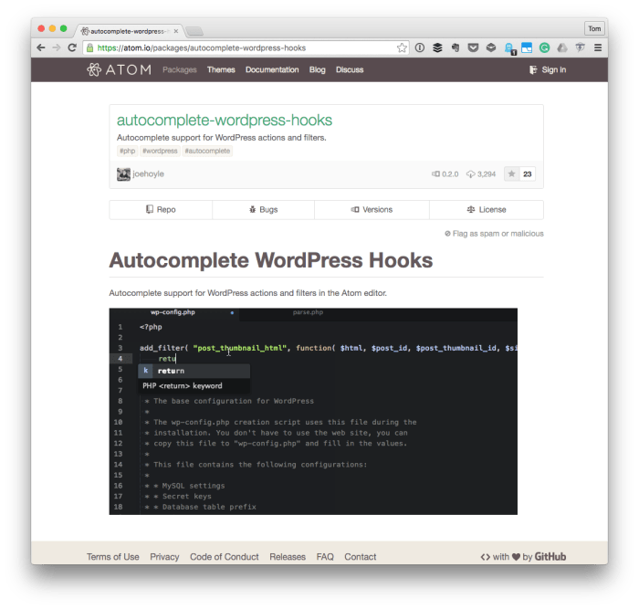 Wordpress Autocomplete For Atom Tom Mcfarlin