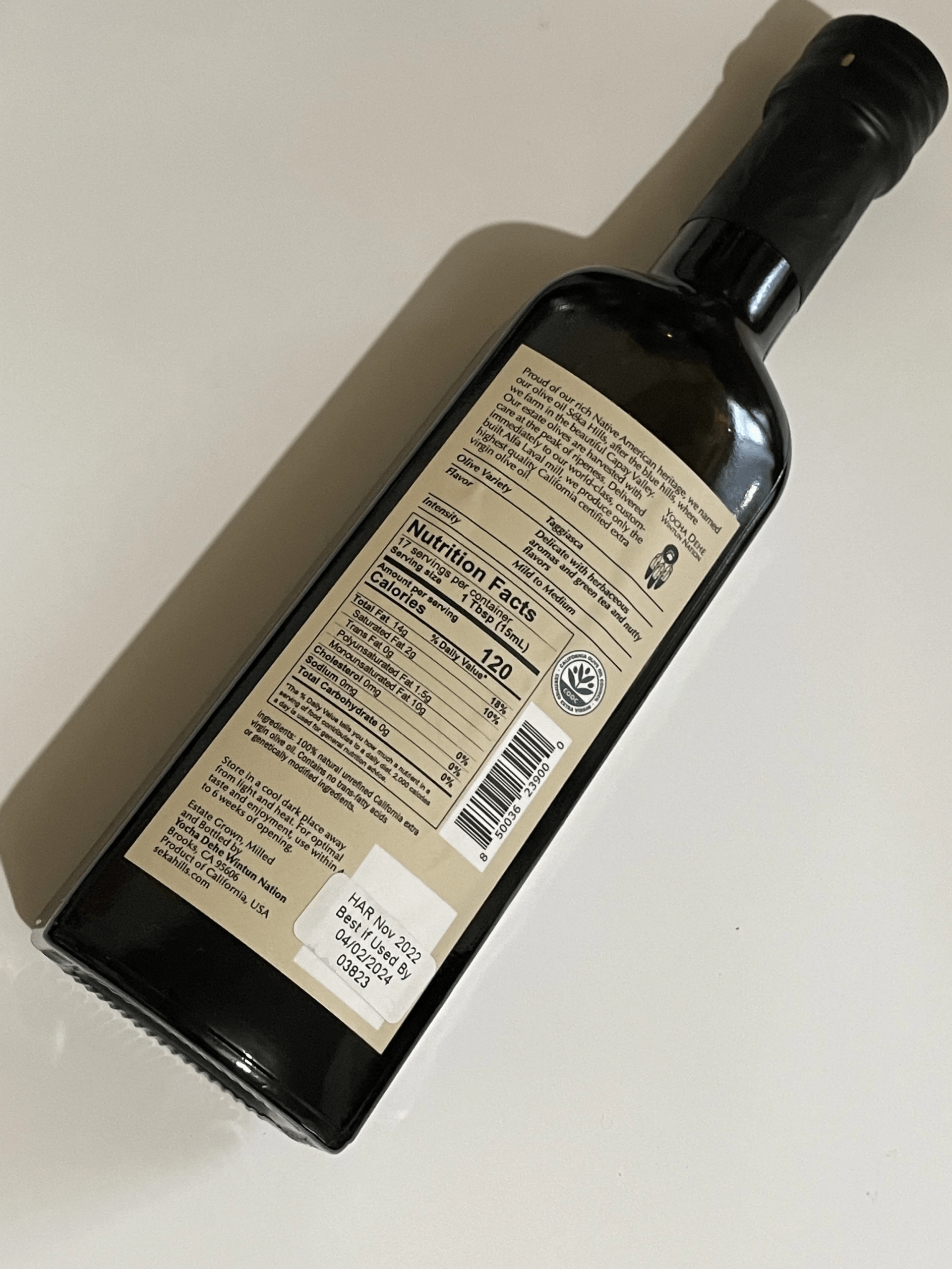 label of extra virgin olive oil