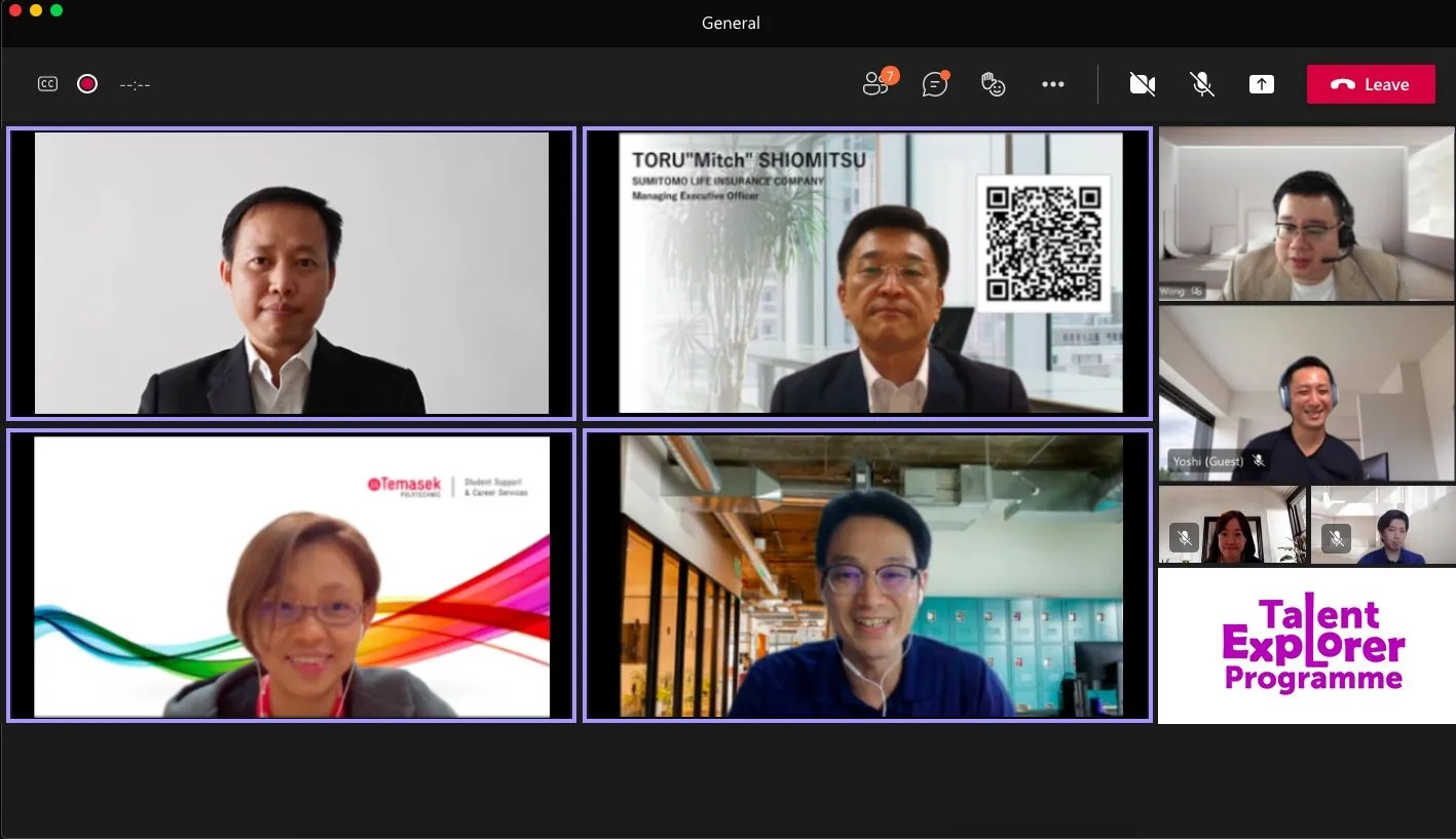 The launching of TomoWork Talent Explorer Programme. Featuring Peter Lam and Tan Hwee Hoon from Temasek Polytechnic and Toru Shiomitsu and Mike Momota from Sumitomo Life Insurance