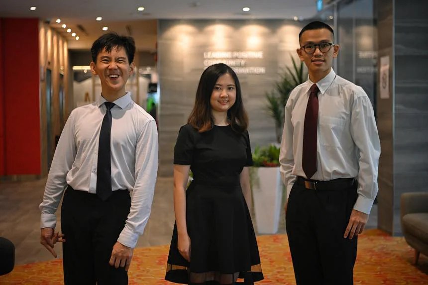 APB Foundation scholarship recipients (from left) Matthew Ng, Nicolette Koh and William Tay.