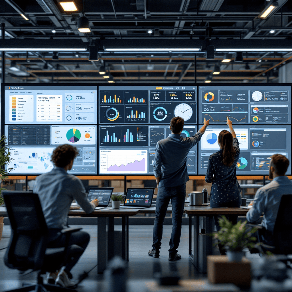 Logistics control room data screens
