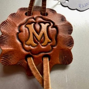 Initial Monogram Tooled Leather Bolo Tie - M