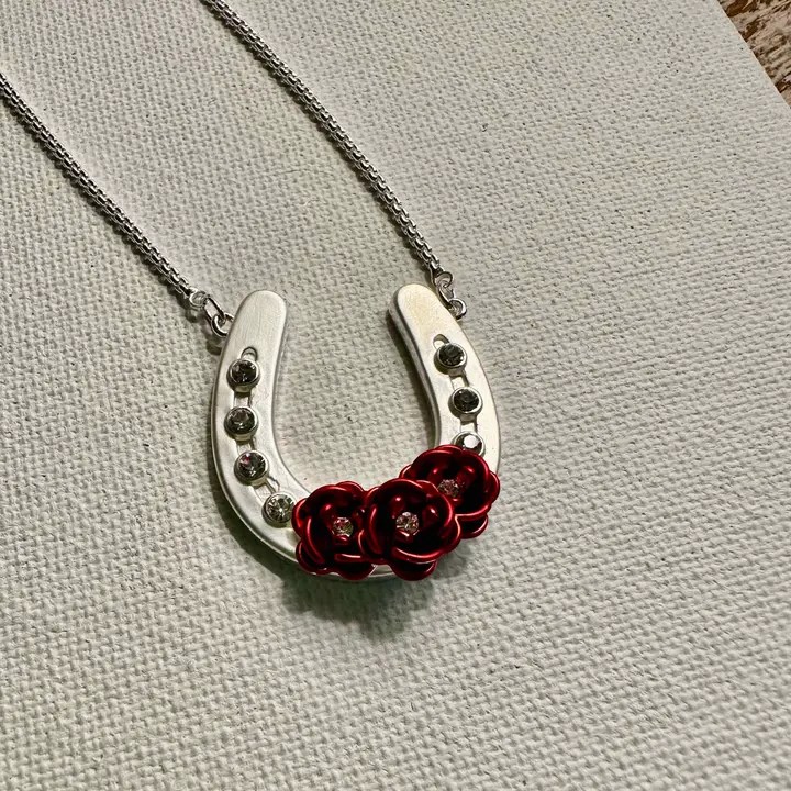 Horseshoe with Roses Necklace 