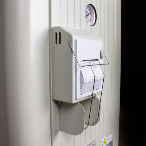 TOMY autoclave data output printer angle view