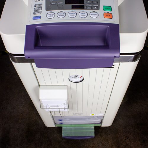 TOMY autoclave data output printer top view