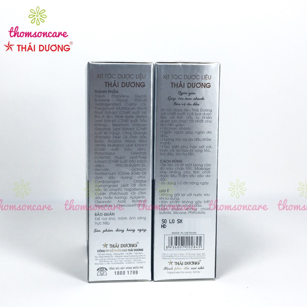 Xịt Tóc Dược Liệu Thái Dương - xịt mọc tóc nhanh từ thảo dược từ tinh dầu bưởi, sả chanh, hương nhu - Image 2