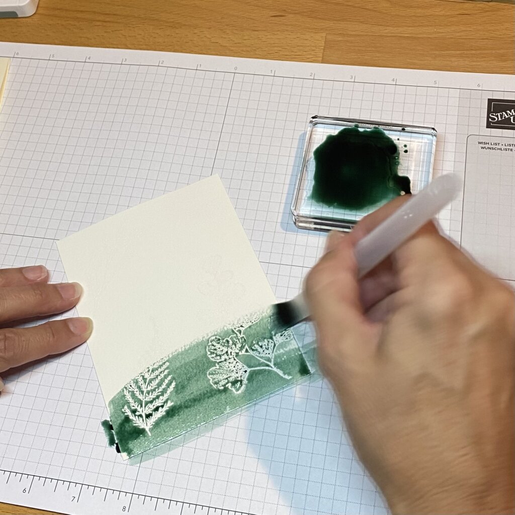 Mix water and ink and paint over embossed images