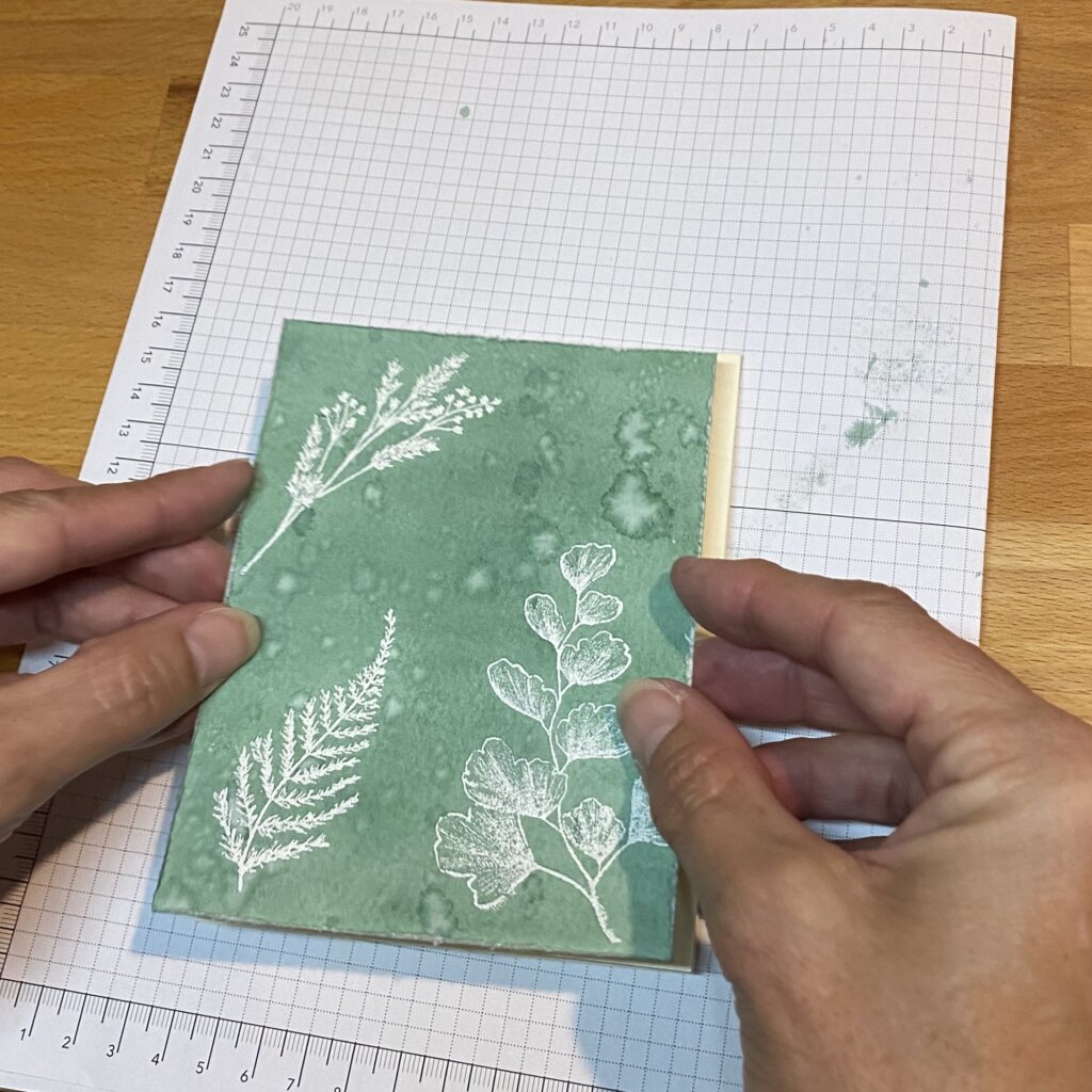 Glue to front of card base