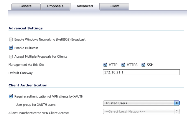 WLAN Group Advanced Settings