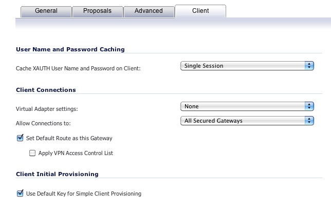 WLAN Group Client Settings