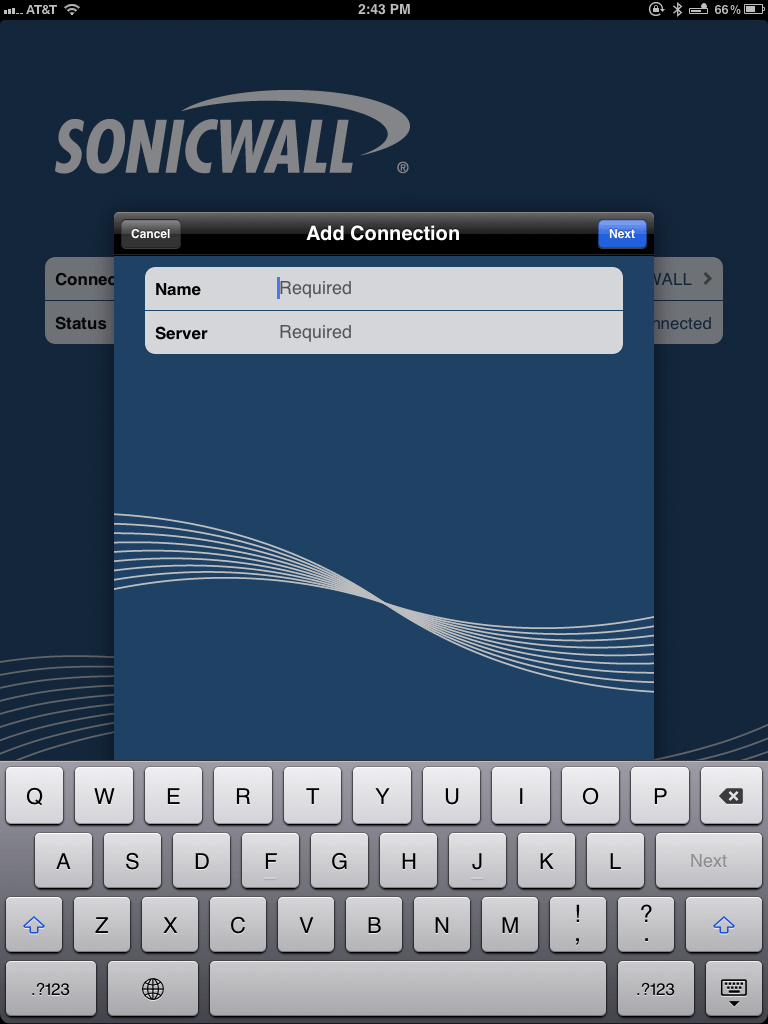 Mobile Connect Add New Connection on iPad