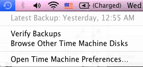 Time Machine Menu Bar With Options Key