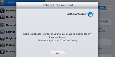 AT&T Error Message