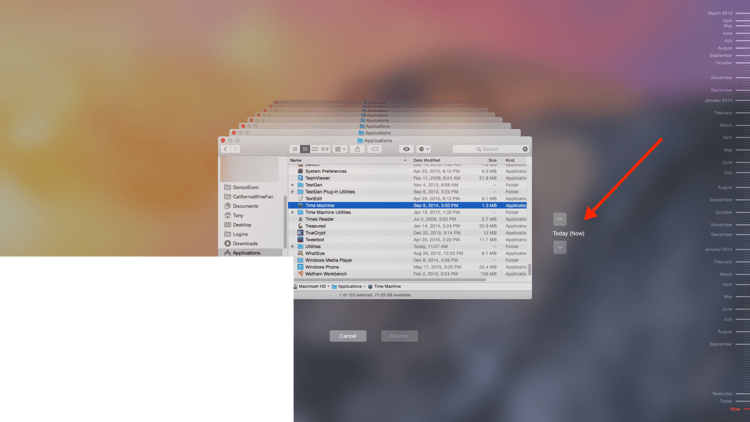 Time Machine Select Backup