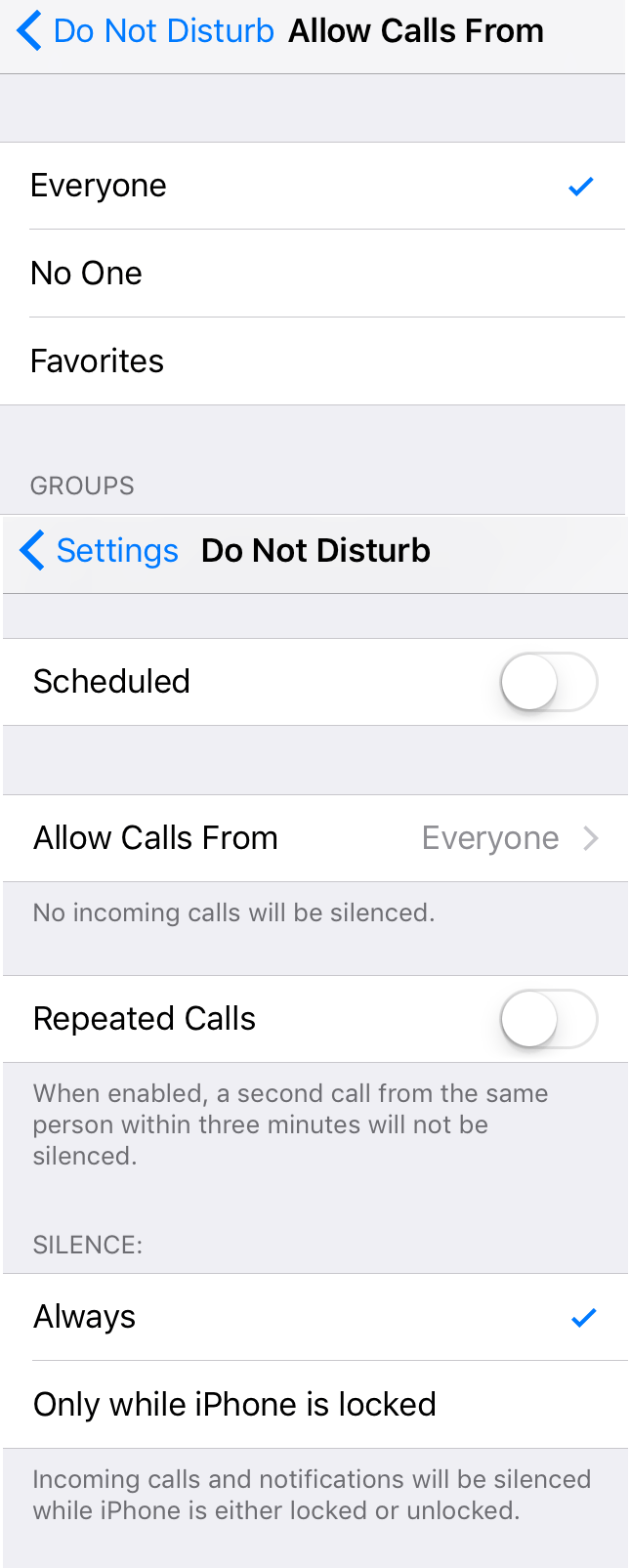 Settings/Do Not Disturb My iPhone 6s Phone Would Not Ring But I Found The Answer