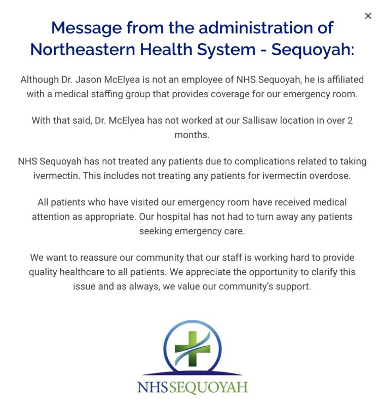 NHS SEQUOYAH Hospital statement COVID thread