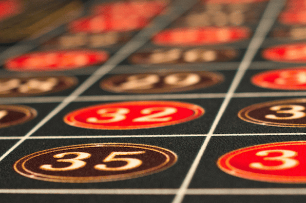 Close-up of the numbers on a roulette table