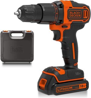 BLACK+DECKER 18 V Cordless 2-Gear Combi Hammer Drill Power Tool with Kitbox, 1.5 Ah Lithium-Ion BLACK+DECKER 18 V Cordless 2-Gear Combi Hammer Drill Power Tool with Kitbox, 1.5 Ah Lithium-Ion
