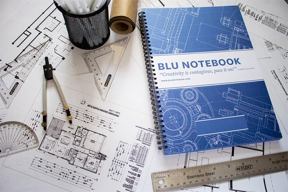 Blu Notebook on Designer Table