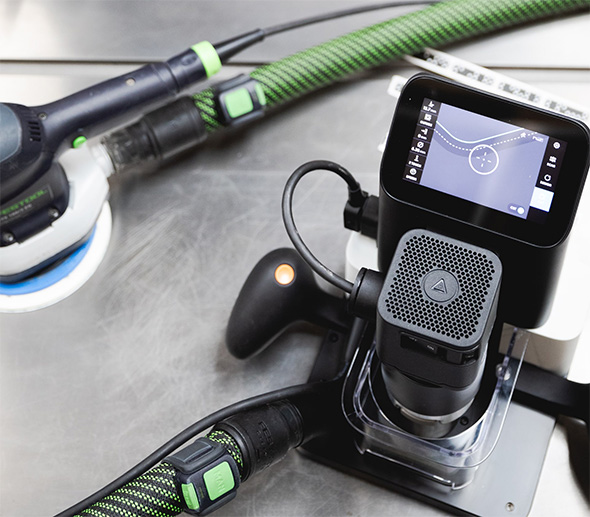 Festool and Shaper Woodworking Tools on a Workbench