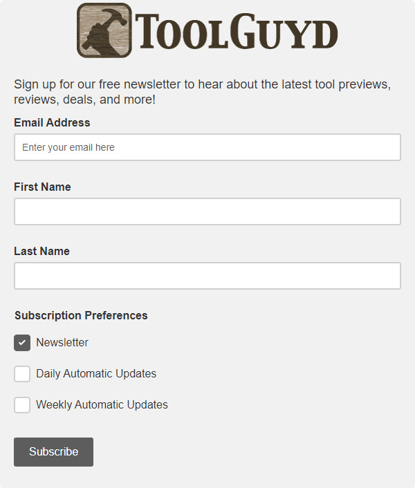 ToolGuyd Newsletter Form