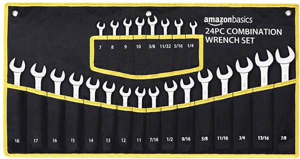 Amazon Basics 24pc SAE Metric Combination Wrench Set