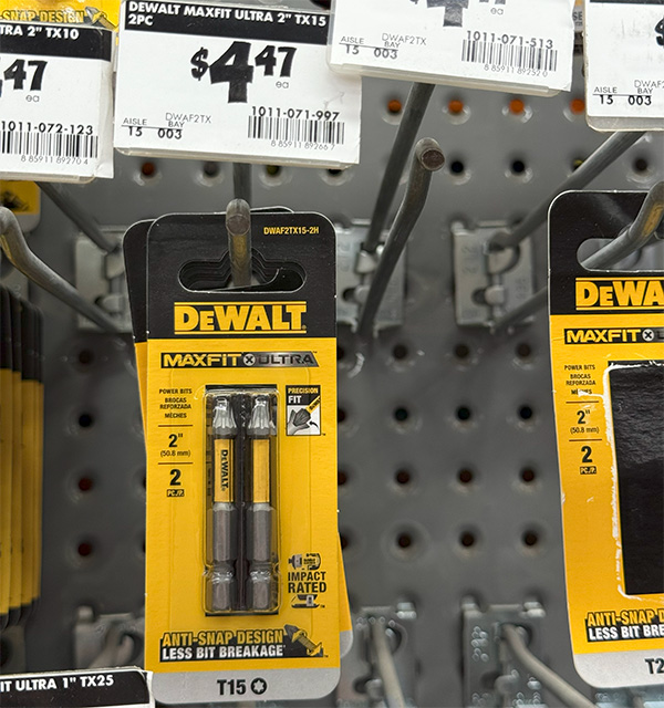 Dewalt MaxFit Impact Screwdriver Bits at Home Depot in 2025