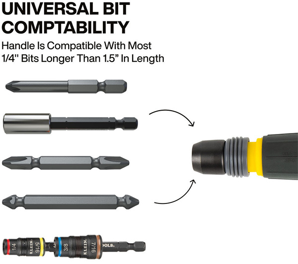 Klein Tools Ball Handle Screwdriver 32960A Bit Compatibility