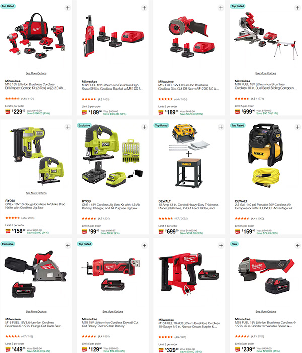 Home Depot Tool Deals of the Day with Dewalt Milwaukee Ryobi on 9-15-25