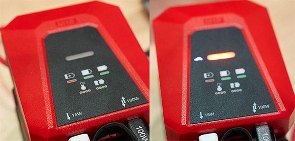 Milwaukee Top-Off USB-C with Turtle Slow Charging Light Comparison