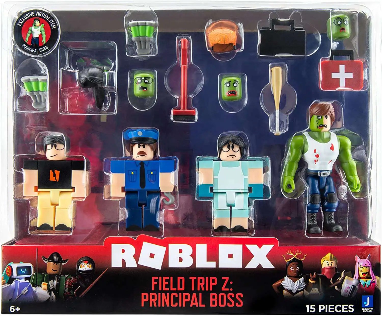 Roblox Field Trip Z Principal Boss 3 Action Figure 4 Pack Jazwares ToyWiz