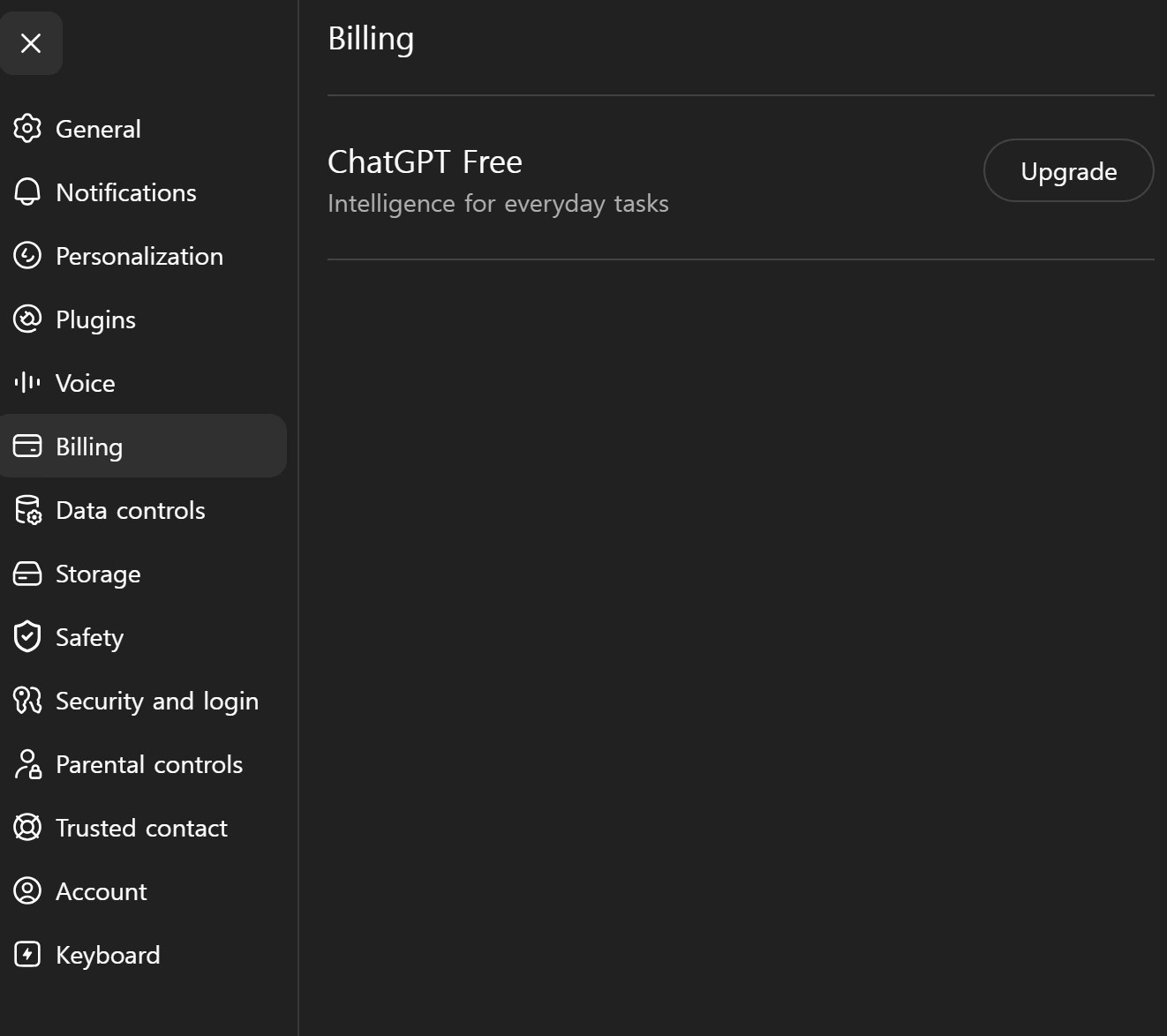 ChatGPT account settings still showing the Free plan after payment
