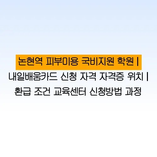논현역 피부미용 국비지원 학원 | 내일배움카드 신청 자격 자격증 위치 | 환급 조건 교육센터 신청방법 과정