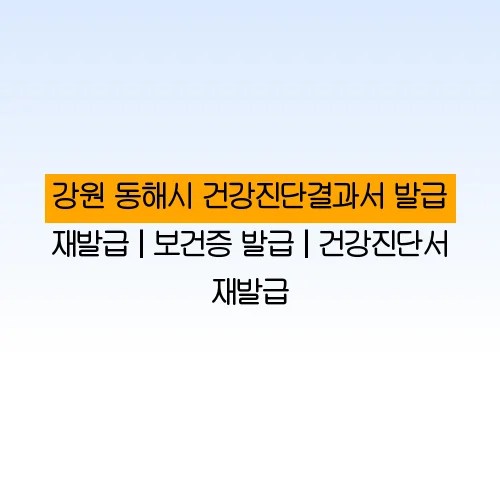 강원 동해시 건강진단결과서 발급 재발급 | 보건증 발급 | 건강진단서 재발급