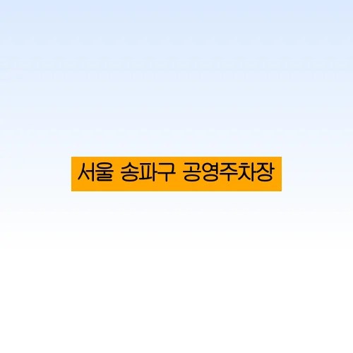 서울 송파구 공영주차장